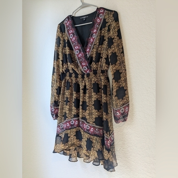 Guess Olena Medallion Print A-Line Smocked Chiffon Midi Dress Glam Mobwife - Picture 5 of 13